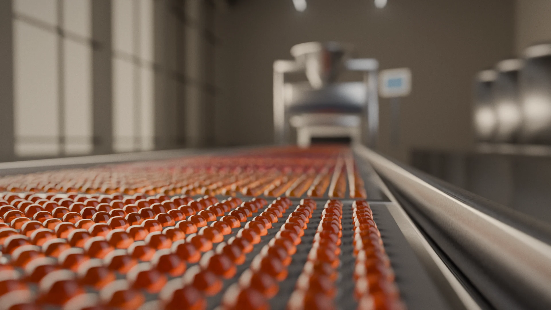 Gummies on a depositing line